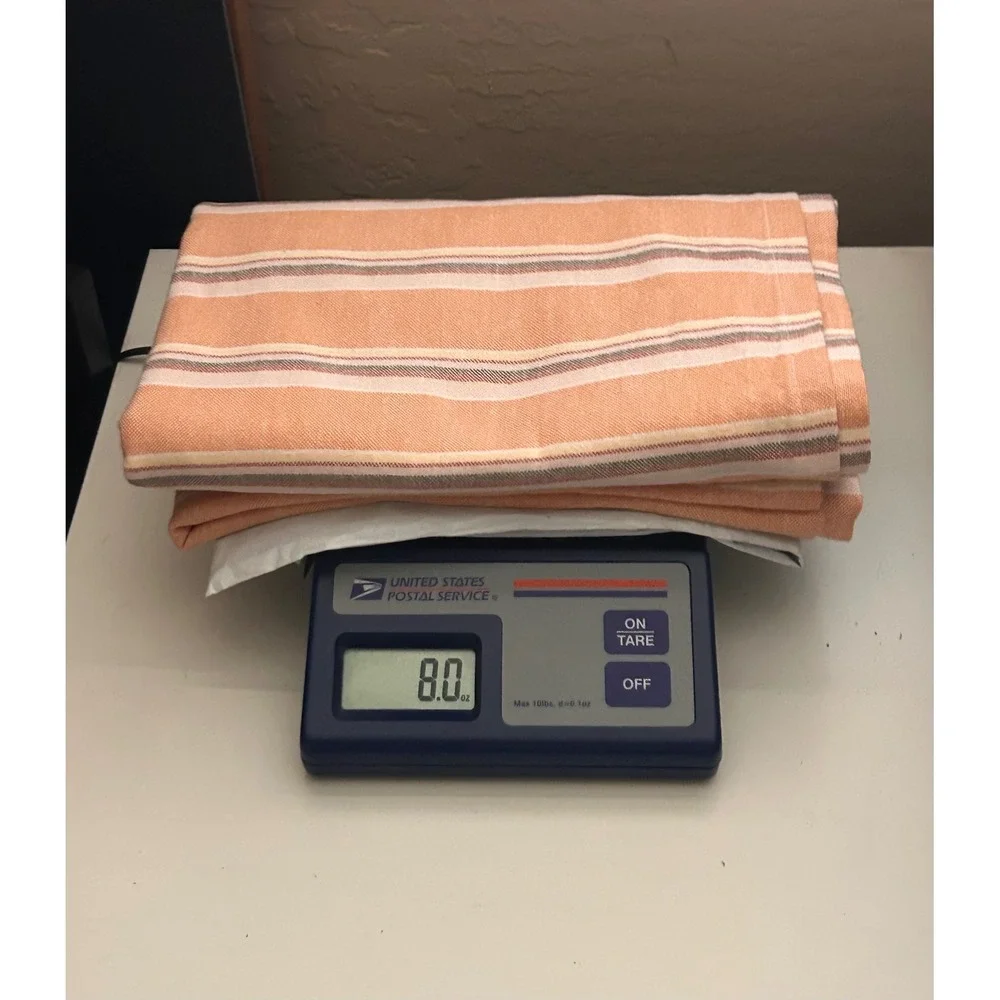 Pact Organic Cotton Hand Towels Set of 2 Orange Striped Fringe GOTS Certified
